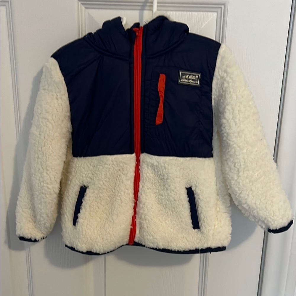 Eddie Bauer Blue and White Puffer Jacket with Hood